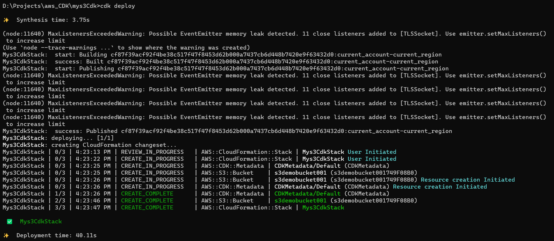 cdk deploy