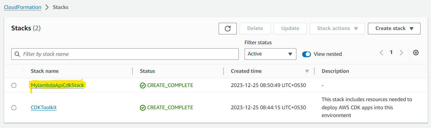 stack deployed 